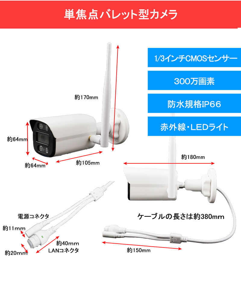 カメラ1～4台セット 無線 NVR WiFi ネットワークカメラ
