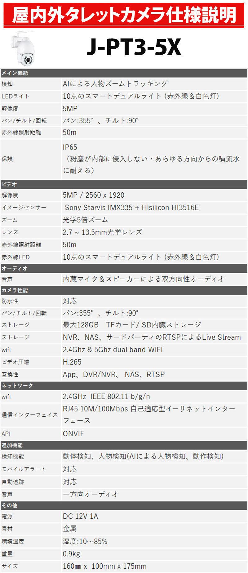 J-PT3-5Xスペック表
